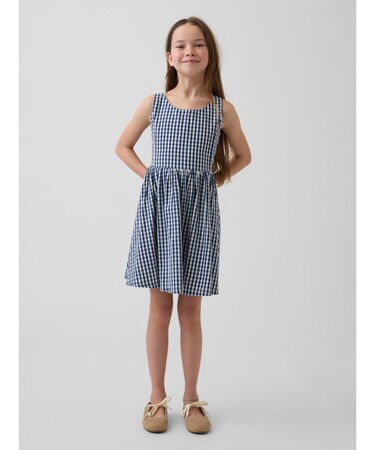 ギンガムチェック デニムワンピース (キッズ)