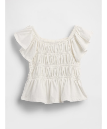 スモッキングギャザー フラッターフリルスリーブ トップス (幼児・ベビー)