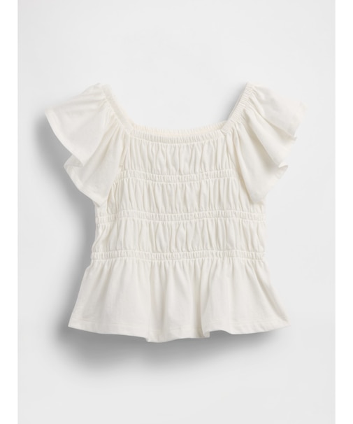 スモッキングギャザー フラッターフリルスリーブ トップス (幼児・ベビー)