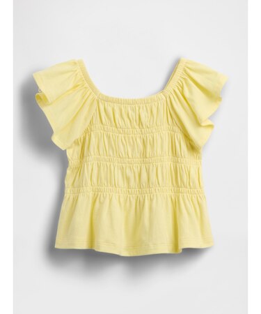 スモッキングギャザー フラッターフリルスリーブ トップス (幼児・ベビー)