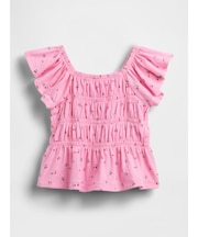 スモッキングギャザー フラッターフリルスリーブ トップス (幼児・ベビー)