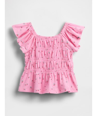 スモッキングギャザー フラッターフリルスリーブ トップス (幼児・ベビー)