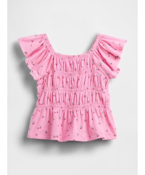 スモッキングギャザー フラッターフリルスリーブ トップス (幼児・ベビー)