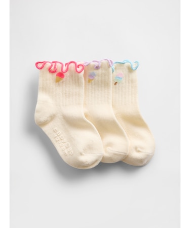 ラッフルフリル クルーソックス 3足セット (幼児・ベビー)