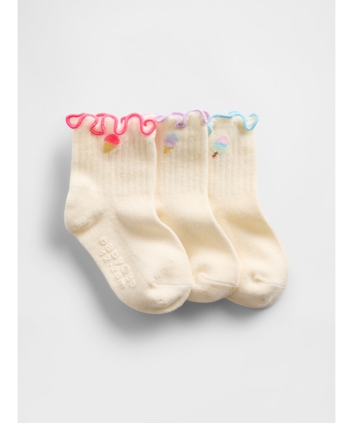 ラッフルフリル クルーソックス 3足セット (幼児・ベビー)