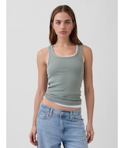 リブ スクープネック タンクトップ