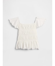 スモッキングギャザー フラッタースリーブ トップス (キッズ)