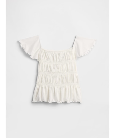 スモッキングギャザー フラッタースリーブ トップス (キッズ)