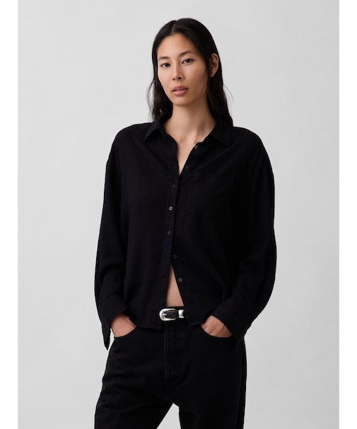 リネンブレンド オーバーサイズシャツ