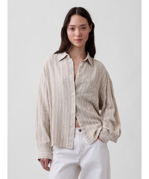 リネンブレンド オーバーサイズシャツ