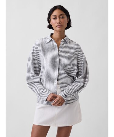 リネンブレンド オーバーサイズシャツ