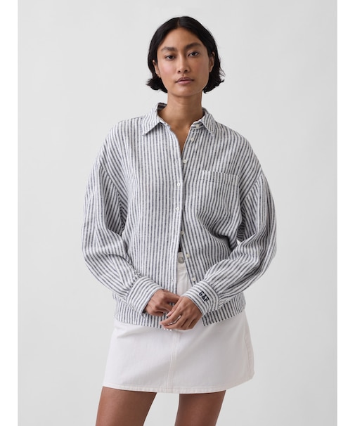 リネンブレンド オーバーサイズシャツ