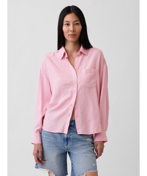 リネンブレンド オーバーサイズシャツ