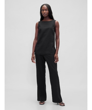 ローライズ リネンブレンド フレアパンツ