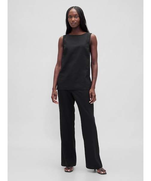 ローライズ リネンブレンド フレアパンツ