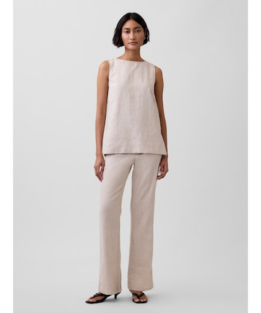 ローライズ リネンブレンド フレアパンツ