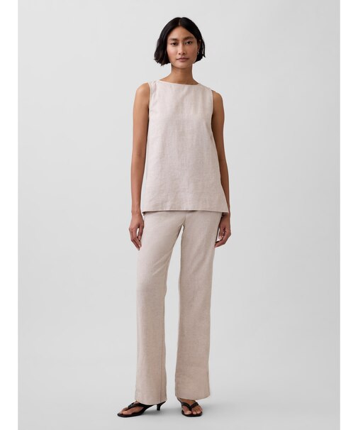 ローライズ リネンブレンド フレアパンツ