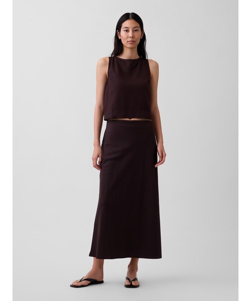 リネンブレンド マキシ スリップスカート