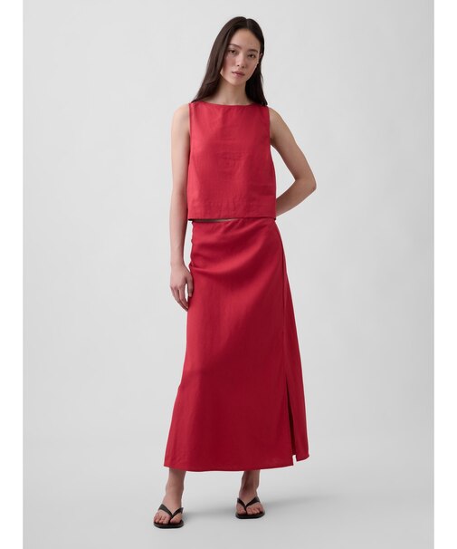 リネンブレンド マキシ スリップスカート