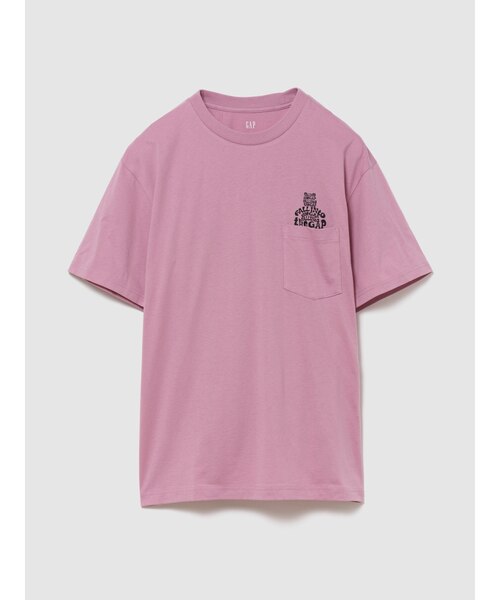 新品未使用 フランスからお取寄せ 光沢のカラフル刺繍ピーチピンクTシャツ ケアファッションオンライン6分袖超長綿Tシャツ(婦人)(M ピンク