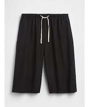 リネン混 リラックスフィット イージーウエスト キュロットパンツ