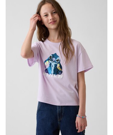 GapKids × ディズニー オーバーサイズ フリッピースパンコール グラフィックTシャツ