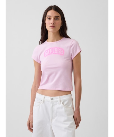 コットン ジャージー フィット クロップド グラフィックTシャツ