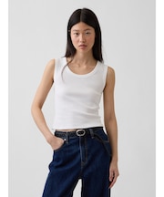 Gapロゴ入り リブ クロップド スクープネック タンクトップ