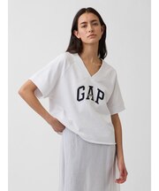 フレンチテリー オーバーサイズ GAPロゴ Vネック スウェットシャツ