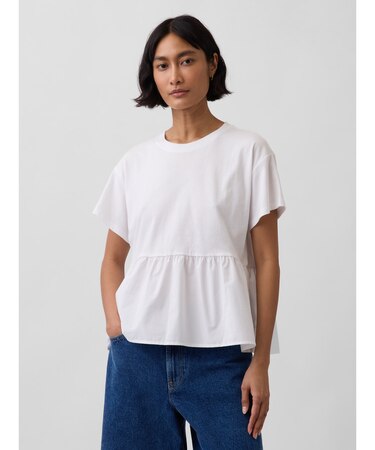 オーガニックコットン オーバーサイズ ミックスメディア ティアードTシャツ