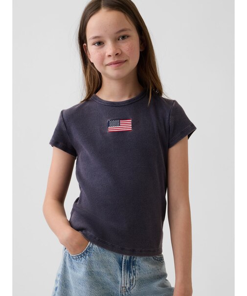 刺しゅう リブTシャツ (キッズ)