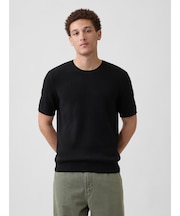リブ クルーネック ニットTシャツ