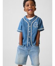 デニム バーシティスタイル GAPロゴ ベースボールシャツ (幼児・ベビー)