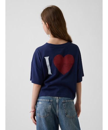 オーバーサイズ GAPハートロゴ Tシャツ (キッズ)