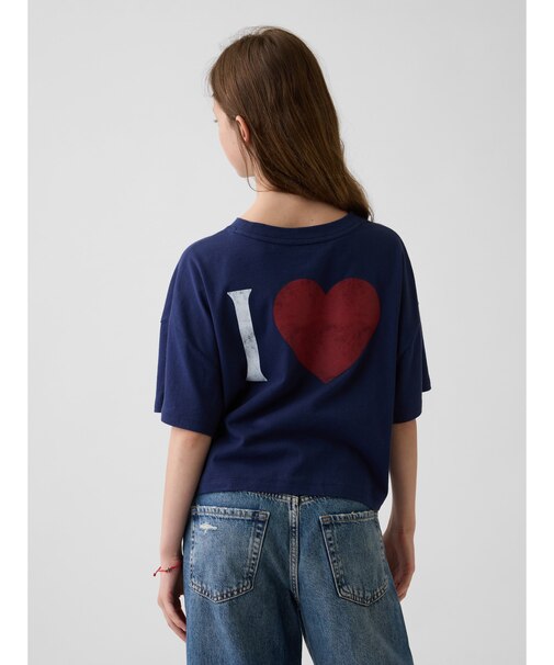 オーバーサイズ GAPハートロゴ Tシャツ (キッズ)