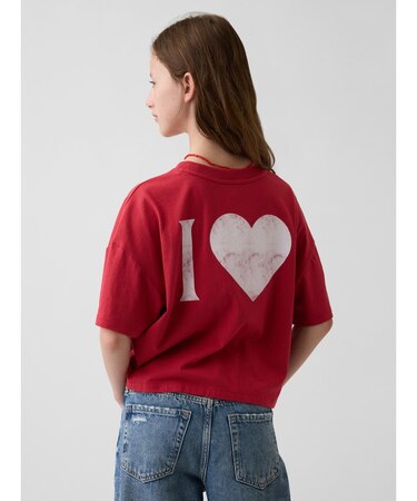 オーバーサイズ GAPハートロゴ Tシャツ (キッズ)
