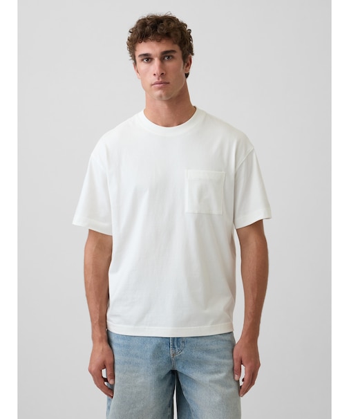 オーバーサイズ クロップド ポケットtシャツ