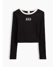リブ クロップド リンガーTシャツ (キッズ)