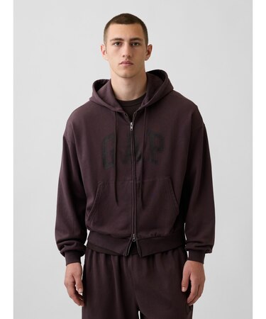 VintageSoft Oversized Gap Logo Zip Hoodie