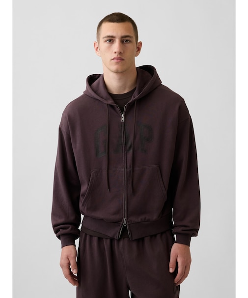 VintageSoft Oversized Gap Logo Zip Hoodie