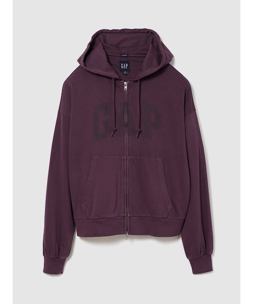 VintageSoft Oversized Gap Logo Zip Hoodie