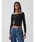 CloseKnit Jersey Gap Logo Off-Shoulder Crop T-Shirt