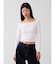 CloseKnit Jersey Gap Logo Off-Shoulder Crop T-Shirt