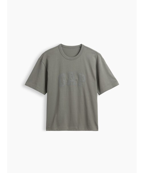 ヘビーウェイト リラックスフィット GAPロゴ クロップドTシャツ