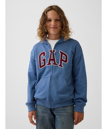 リラックスフィット GAPロゴ フレンチテリー ジップアップパーカー (キッズ)