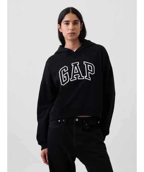 リラックスフィット クロップド GAPロゴ フレンチテリーパーカー