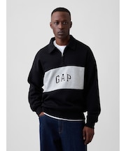 オーバーサイズ GAPロゴ 1/4ジップアップ スウェットシャツ