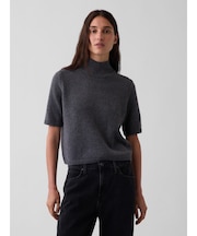 CashSoft カシミヤタッチ 5分袖 モックネックセーター
