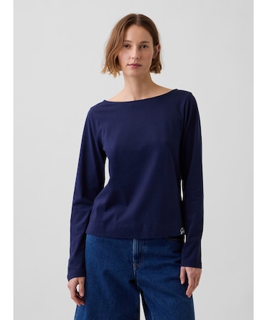 クロップド ボートネックTシャツ