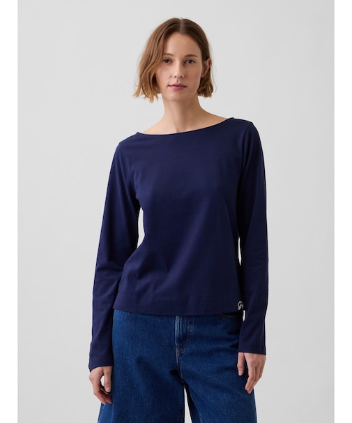 クロップド ボートネックTシャツ
